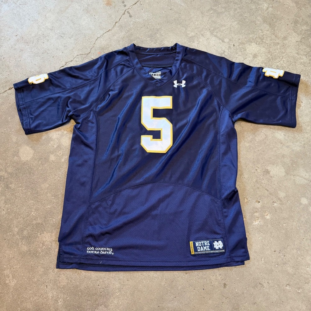 Notre Dame Fighting Irish #5 Manti Teo Under Armour Football Jersey Men LG Blue
